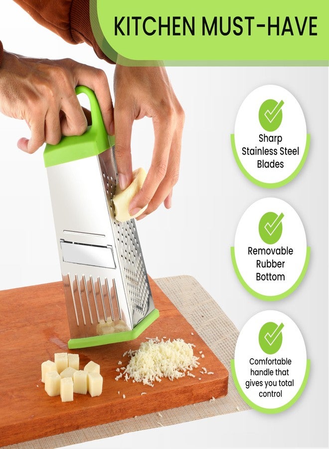 Floraware 5 in 1 Stainless Steel Vegetable Slicer Grater for Kitchen (Green) - Image 5